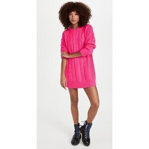 ALICE + Olivia BNWOT Womens "Lennie" Cable Sweater Mini Dress Small Bright Pink